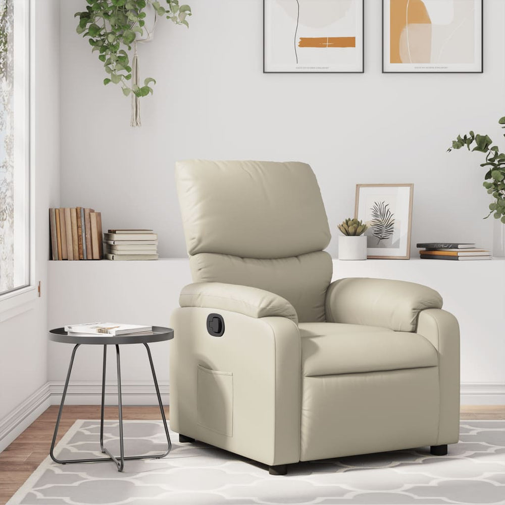 Recliner, cream, faux leather