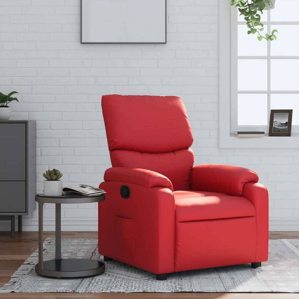 Recliner, red, faux leather