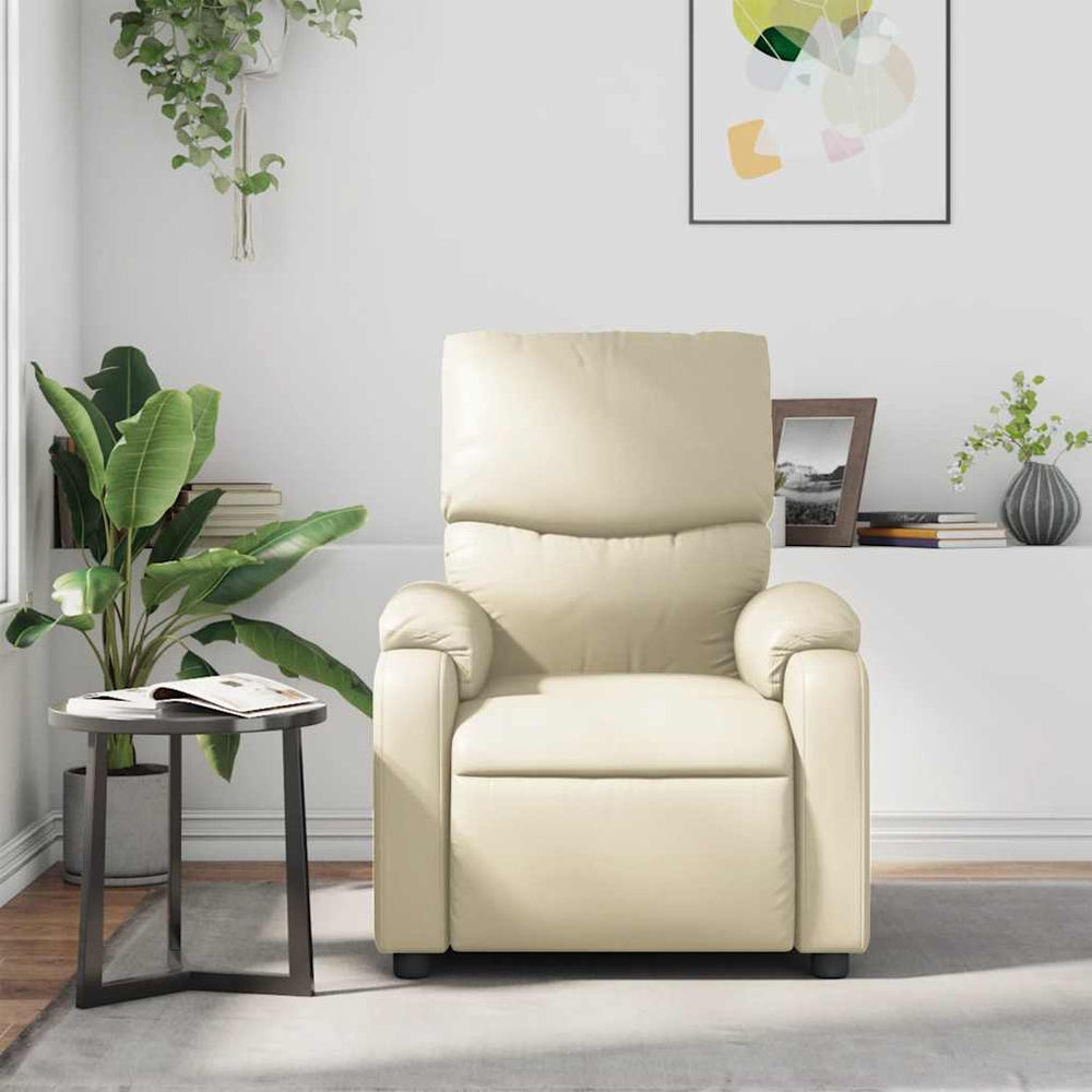 Reclining massage chair, cream, artificial leather