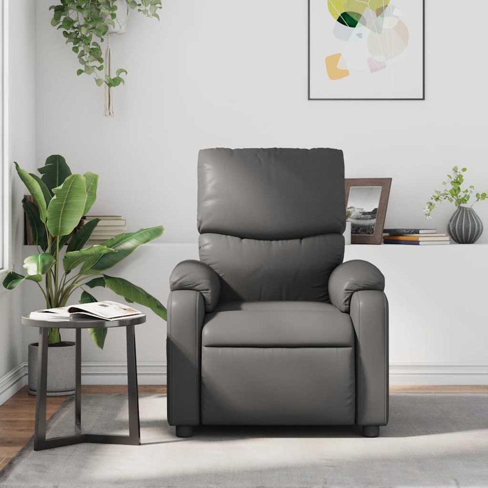 Reclining massage chair, grey, artificial leather