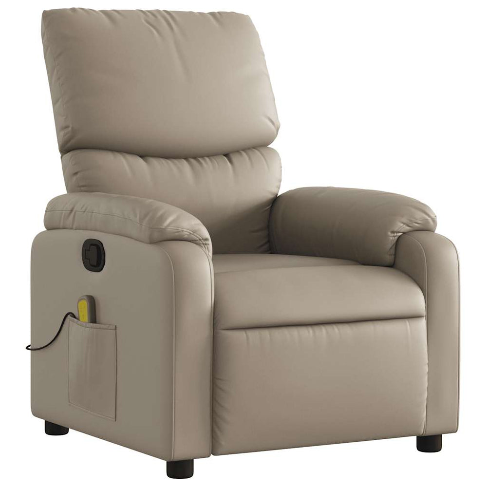 Reclining massage chair, cappuccino color, artificial leather