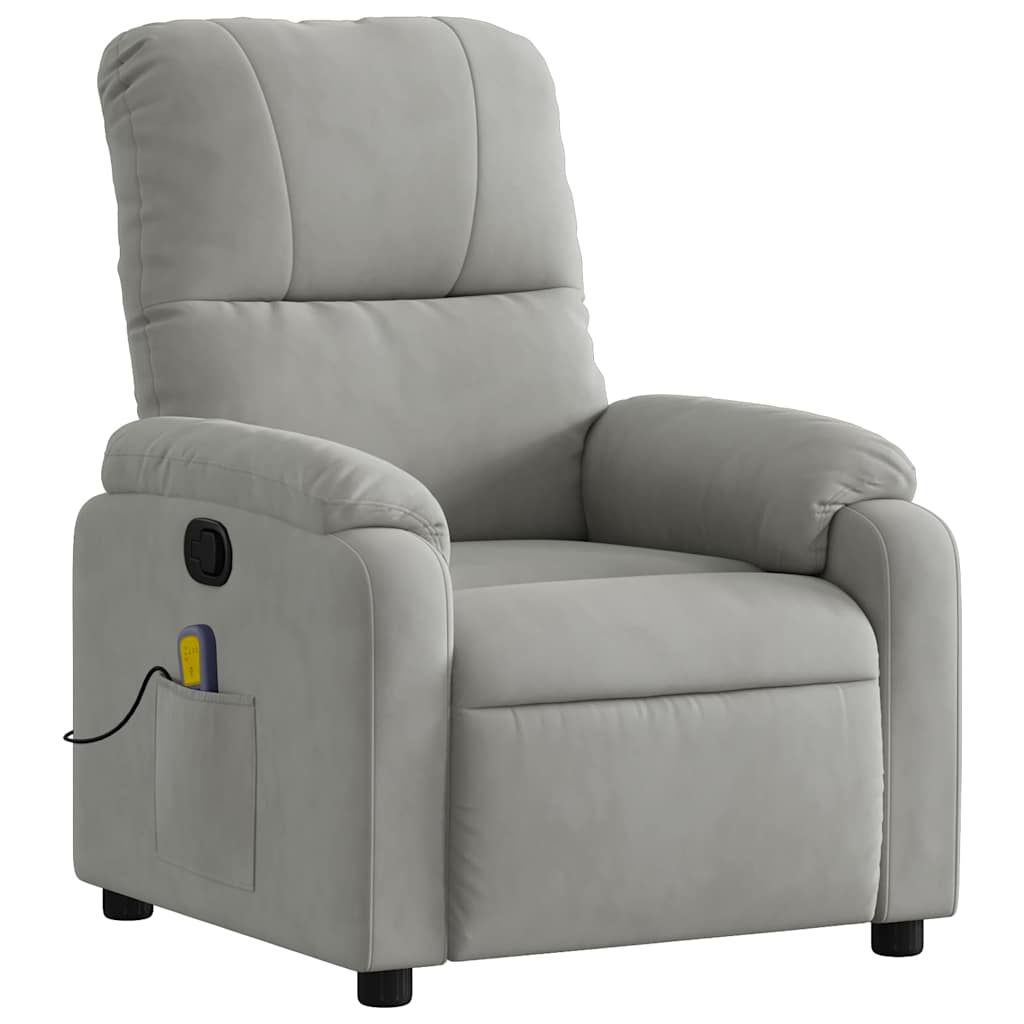 Recliner massage chair, grey, microfiber fabric