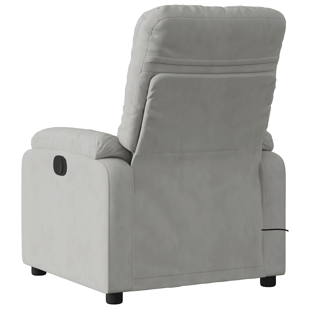 Recliner massage chair, grey, microfiber fabric
