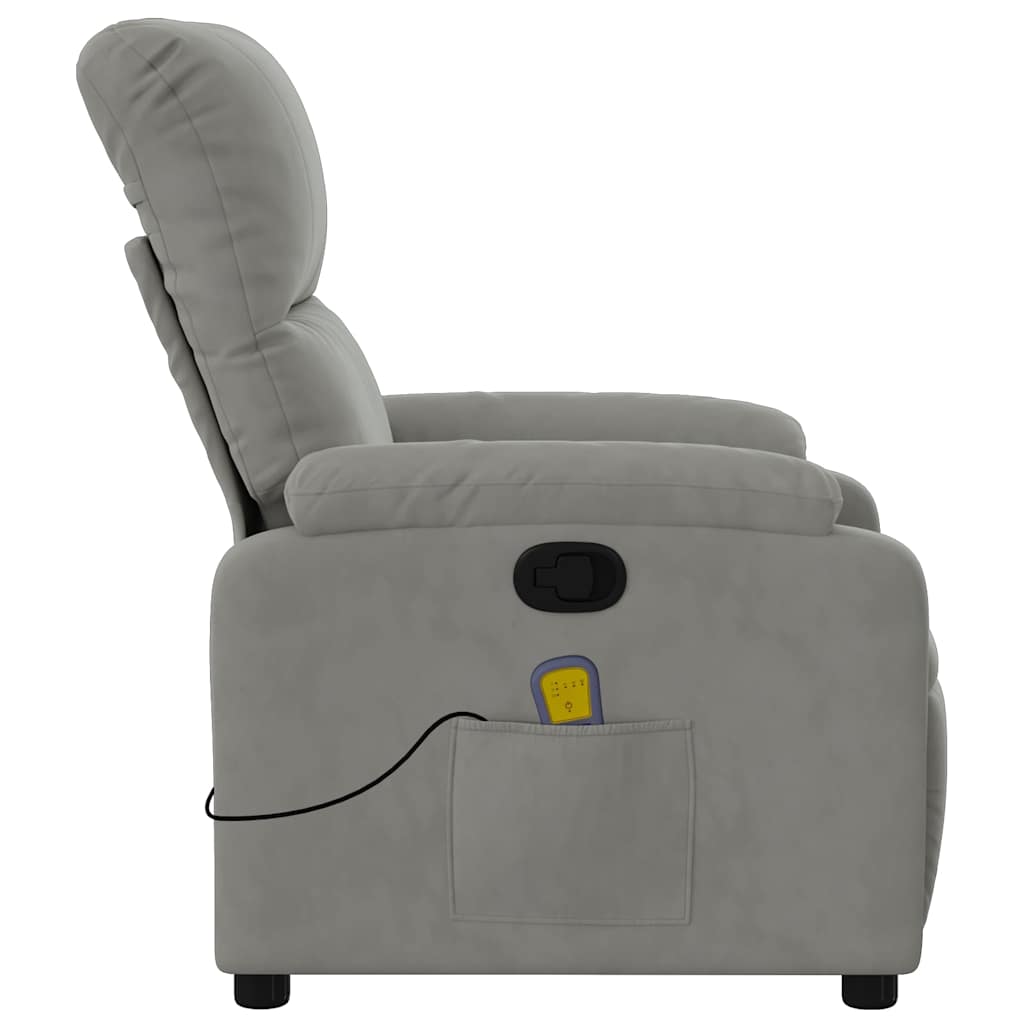 Recliner massage chair, grey, microfiber fabric