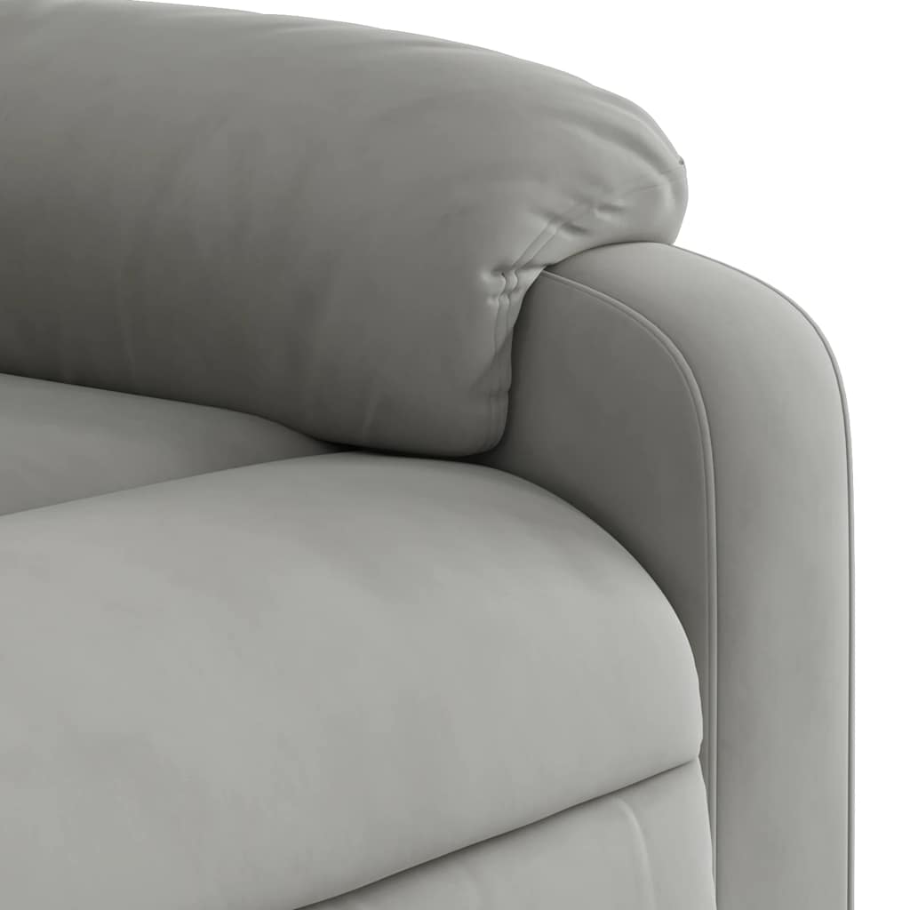 Recliner massage chair, grey, microfiber fabric