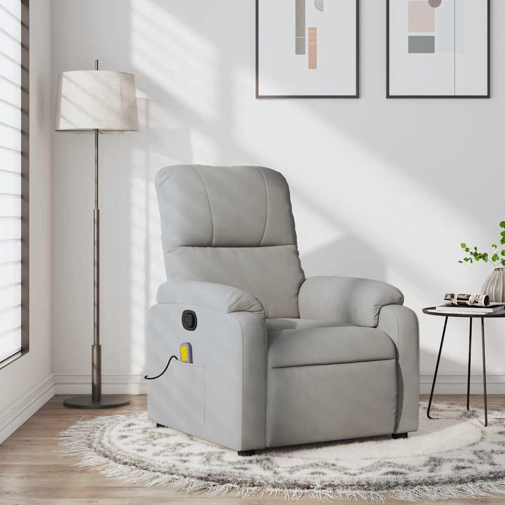 Recliner massage chair, grey, microfiber fabric