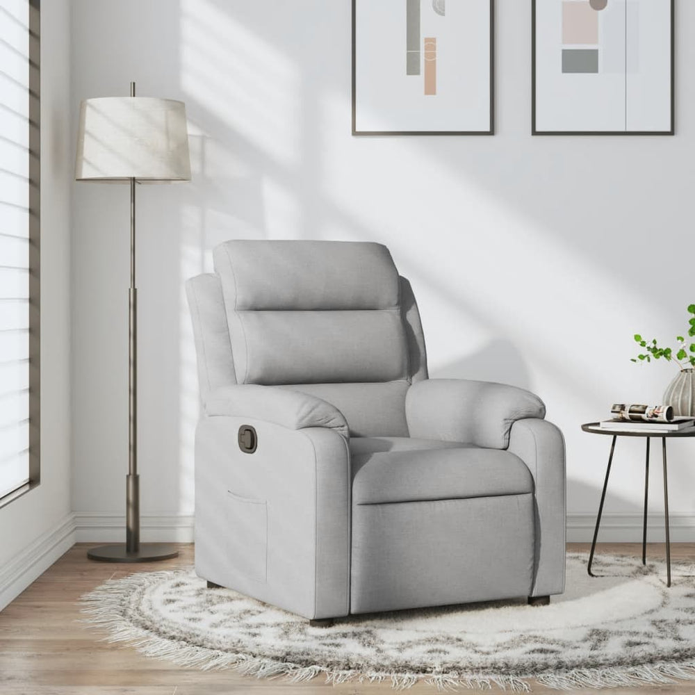 Recliner, light grey, fabric