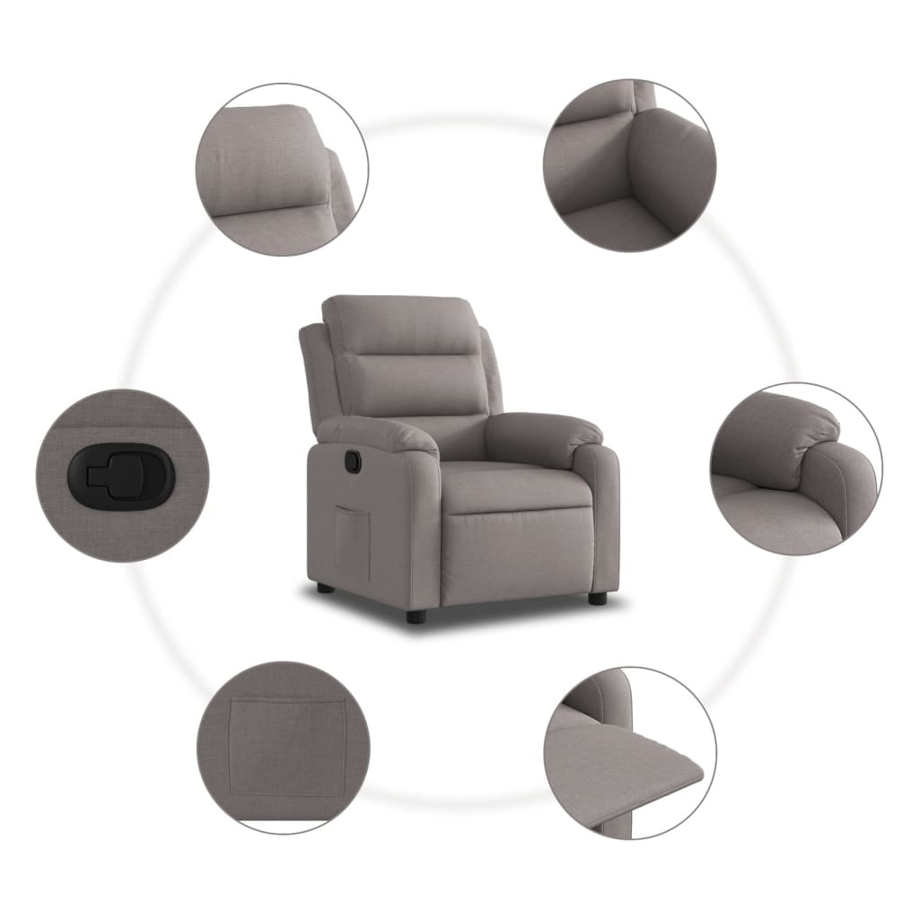Recliner, taupe, fabric
