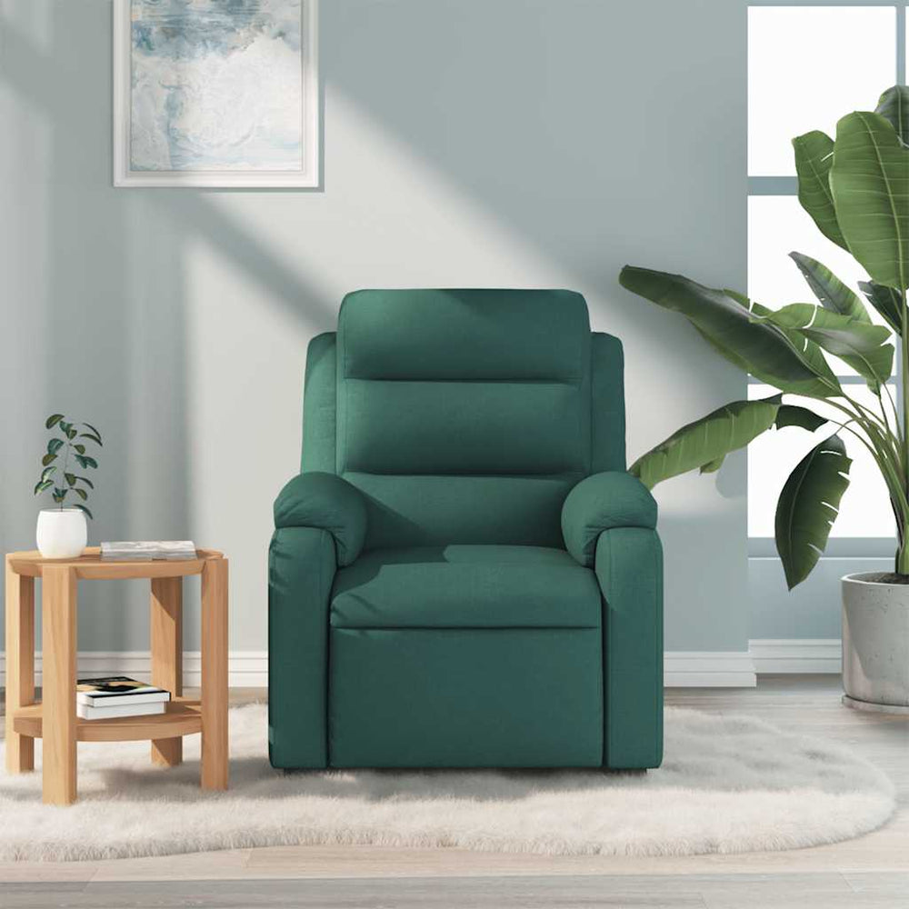 Reclining massage chair, dark green, fabric