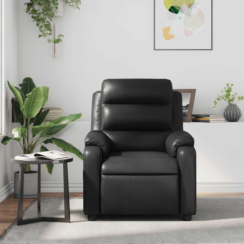Reclining massage chair, black, artificial leather