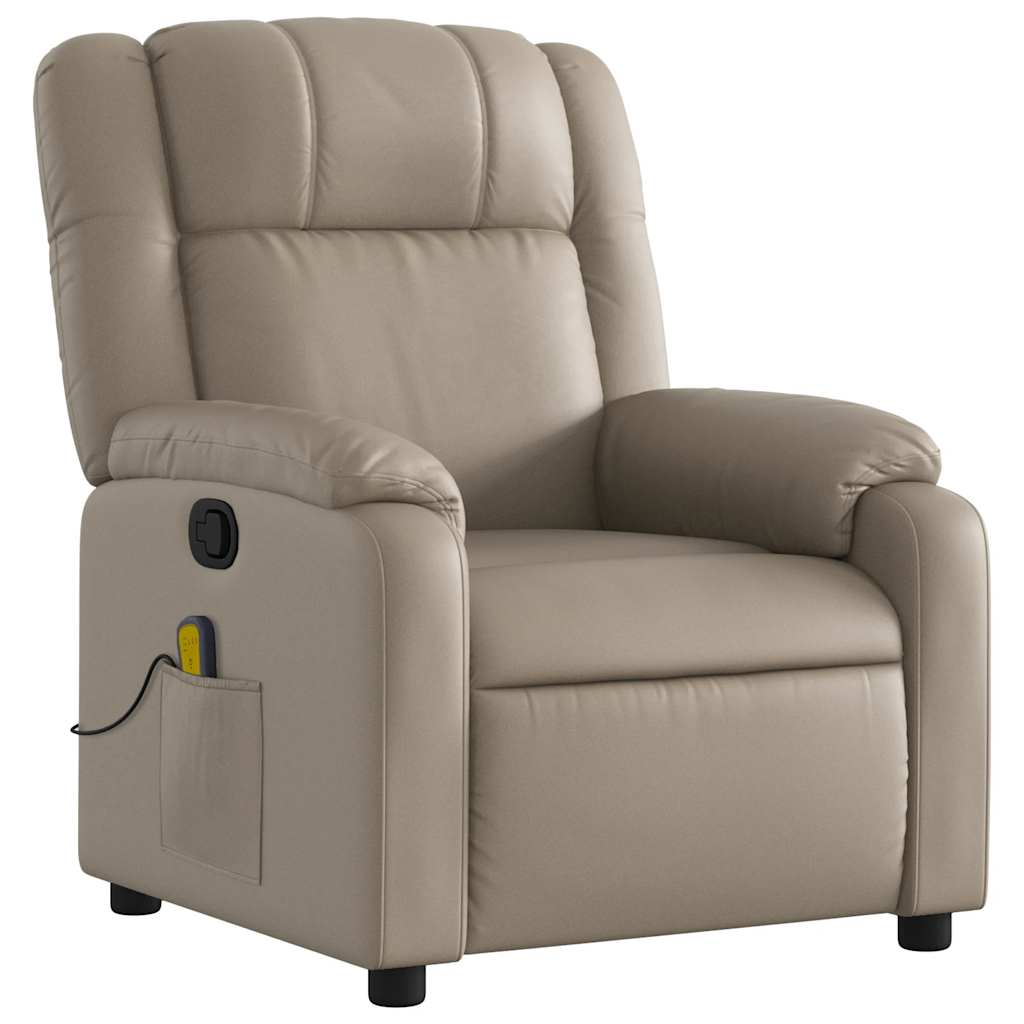 Reclining massage chair, cappuccino color, artificial leather
