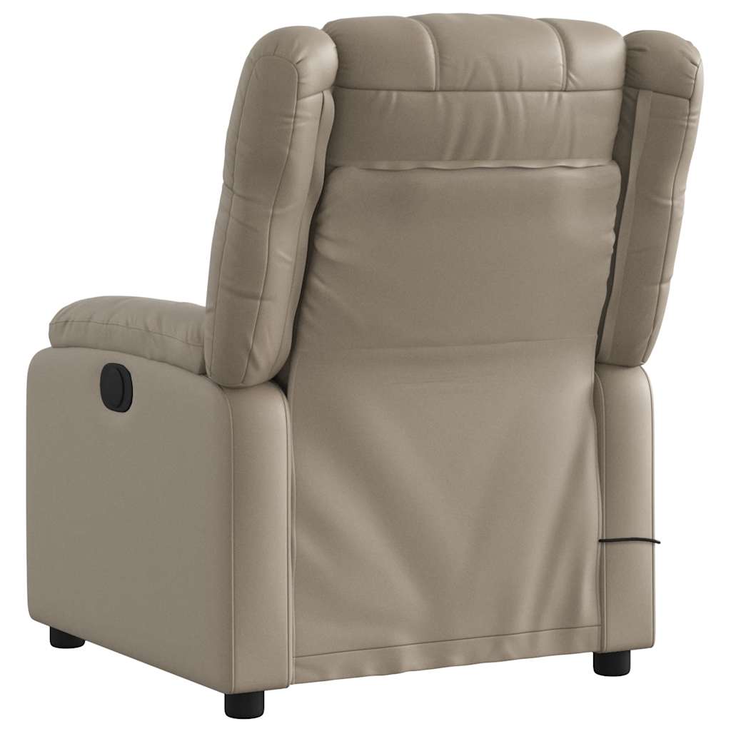 Reclining massage chair, cappuccino color, artificial leather