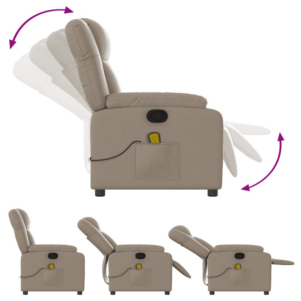 Reclining massage chair, cappuccino color, artificial leather