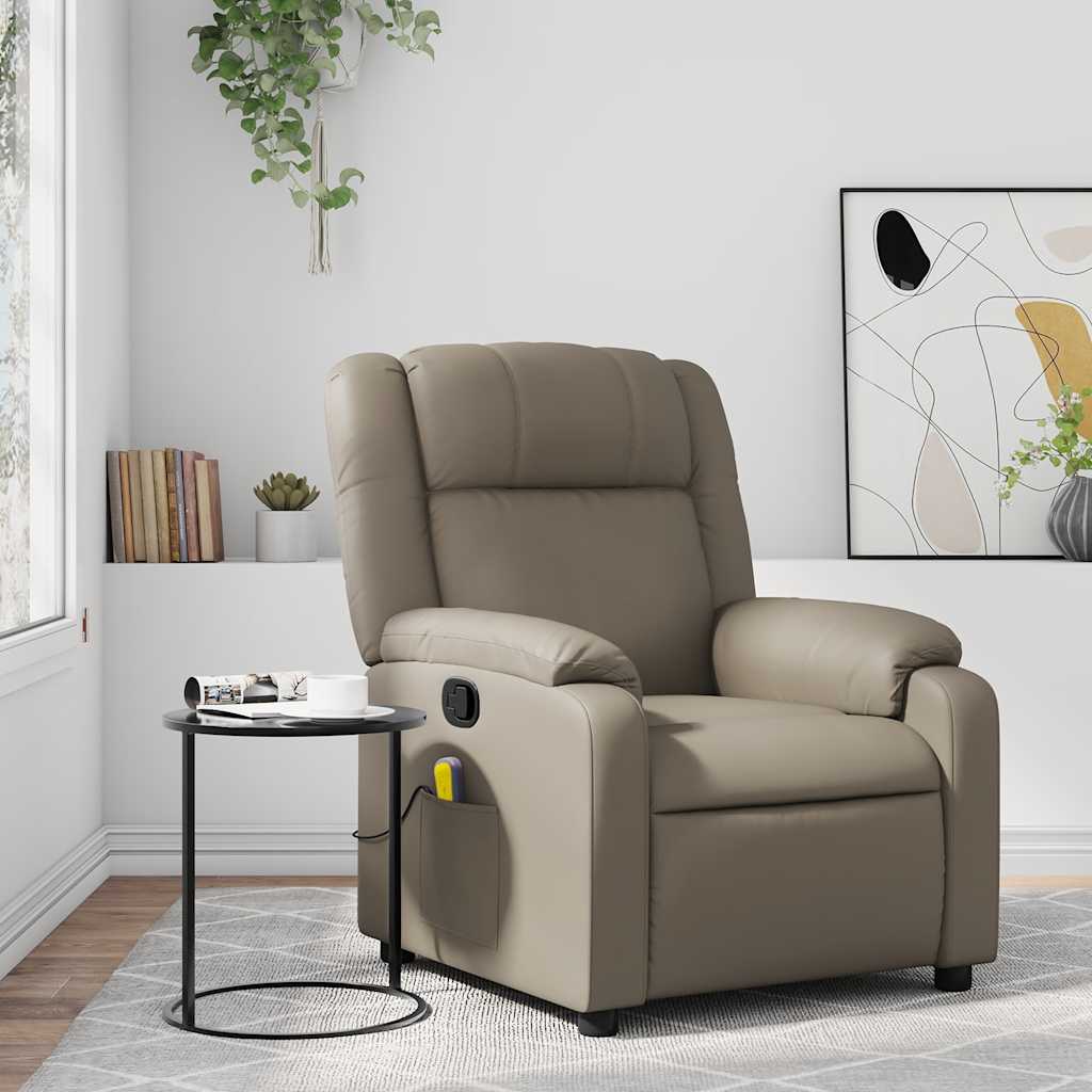 Reclining massage chair, cappuccino color, artificial leather