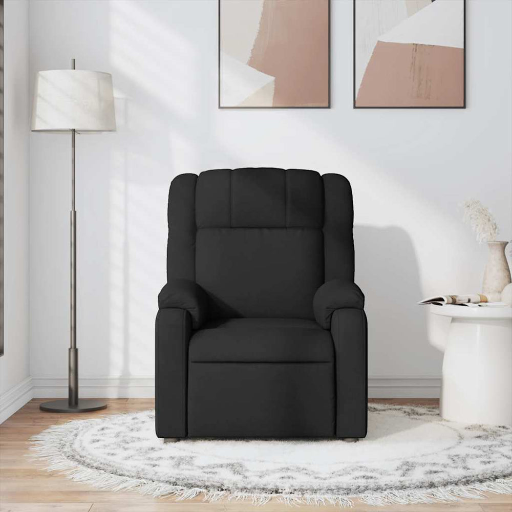 Reclining massage chair, black, fabric