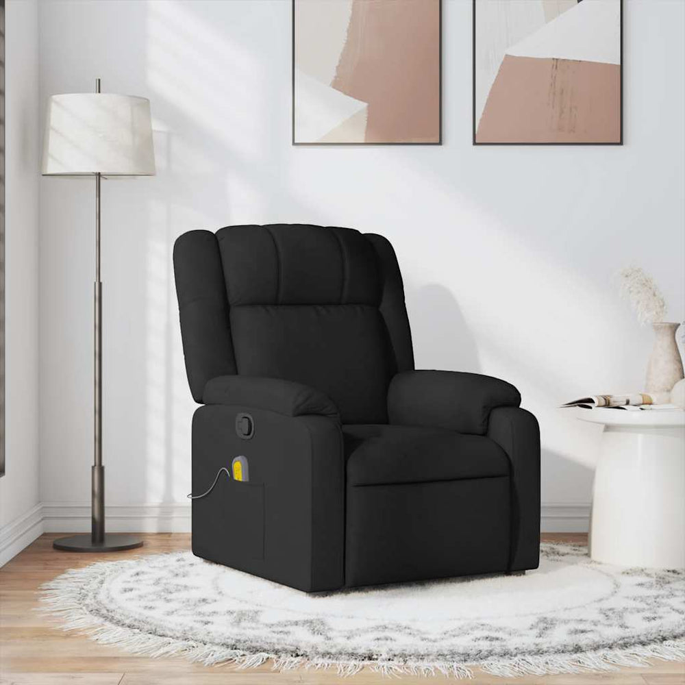 Reclining massage chair, black, fabric