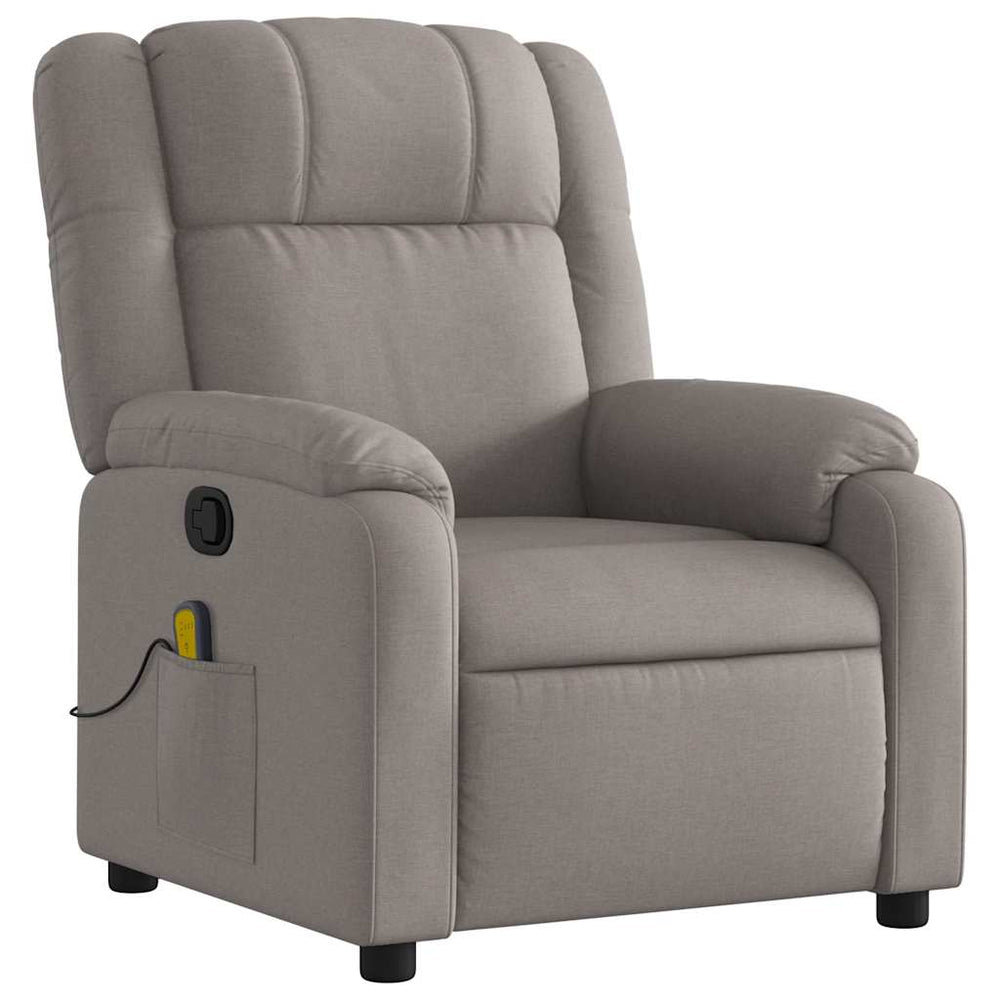 Reclining massage chair, taupe, fabric