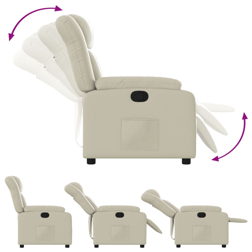 Recliner, cream, faux leather