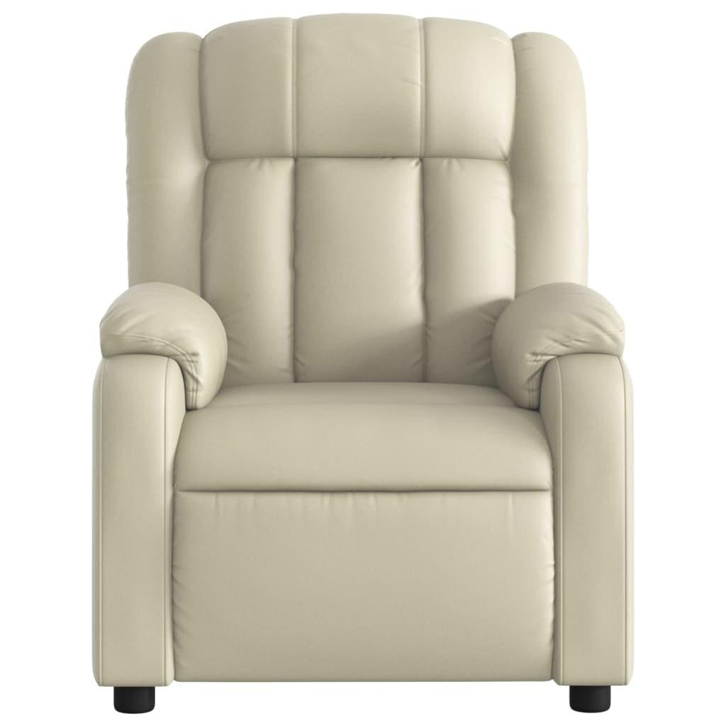 Recliner, cream, faux leather