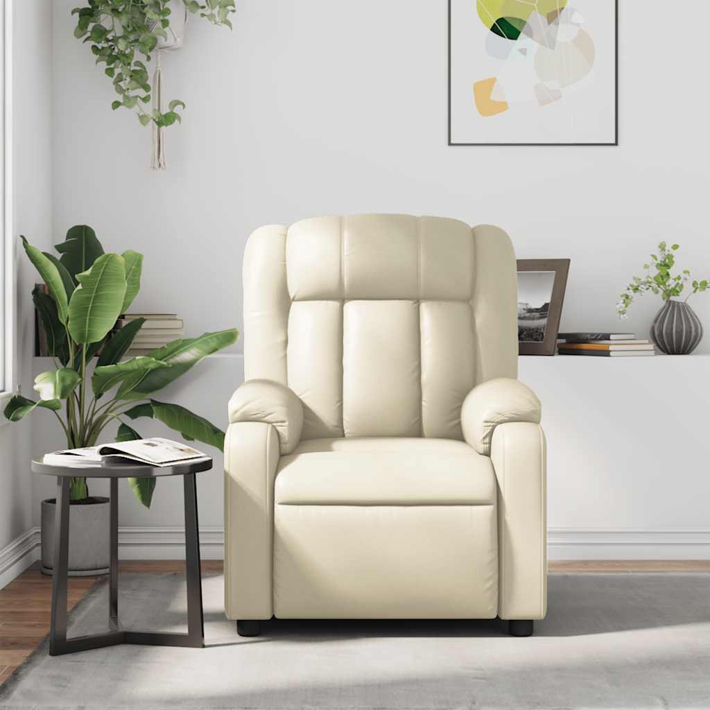 Reclining massage chair, cream, artificial leather