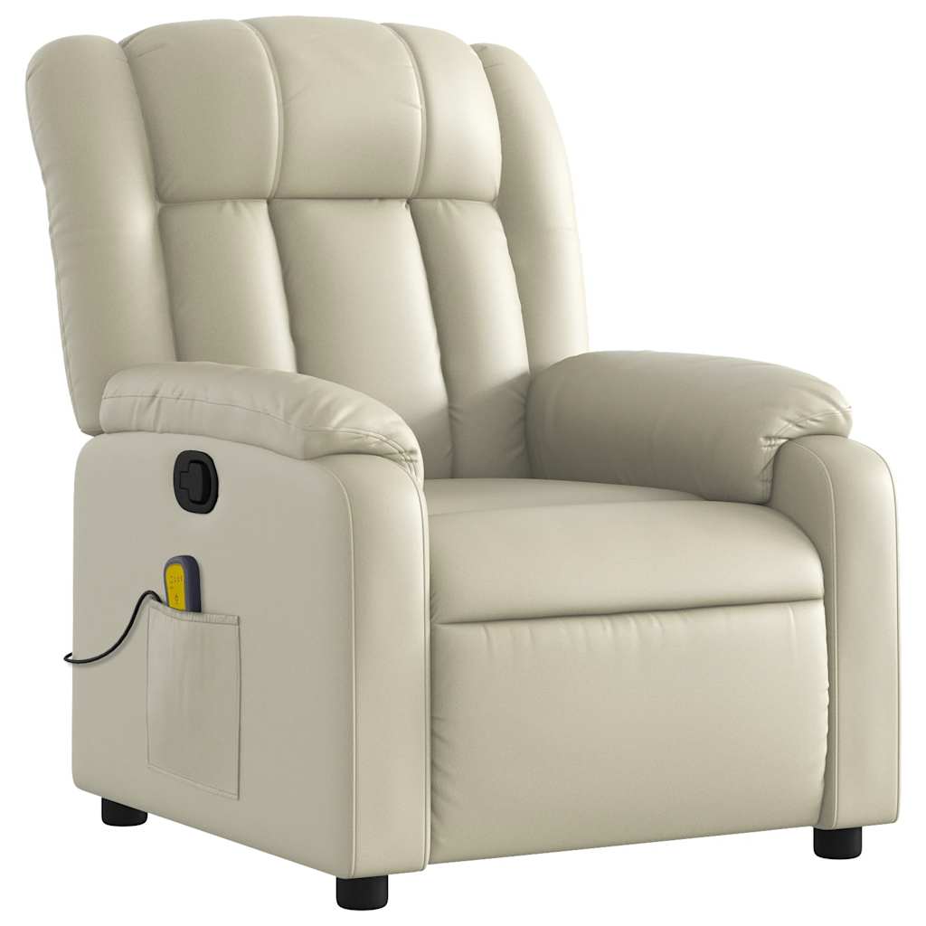 Reclining massage chair, cream, artificial leather