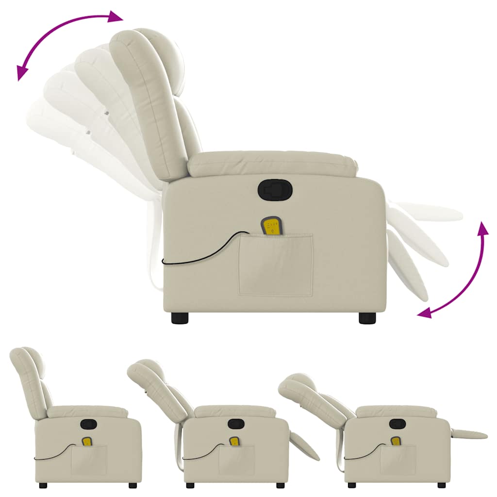 Reclining massage chair, cream, artificial leather
