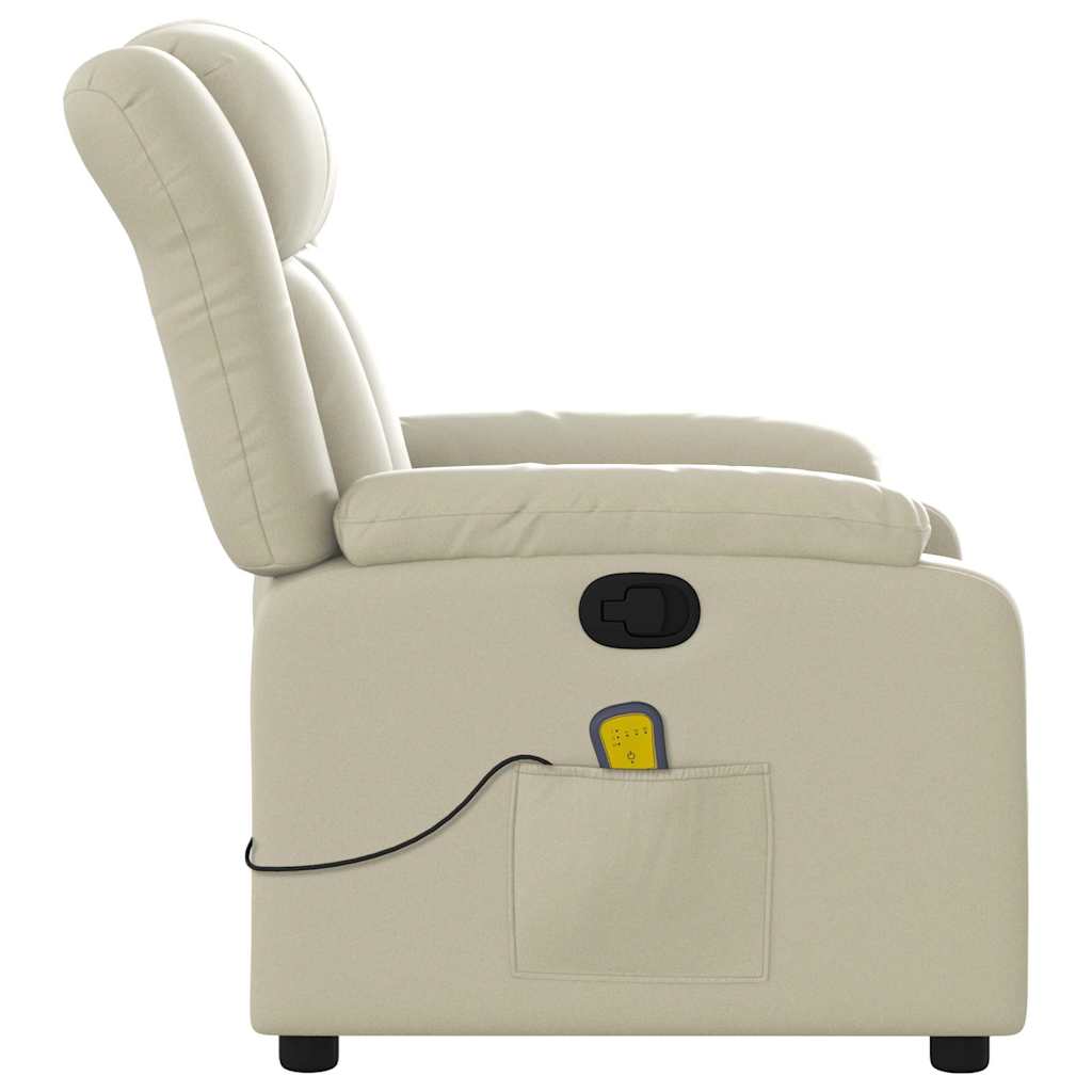 Reclining massage chair, cream, artificial leather