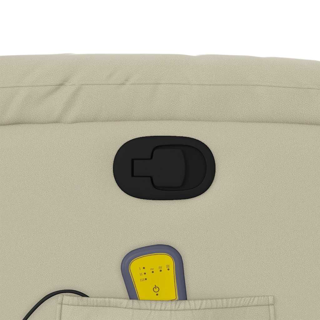Reclining massage chair, cream, artificial leather
