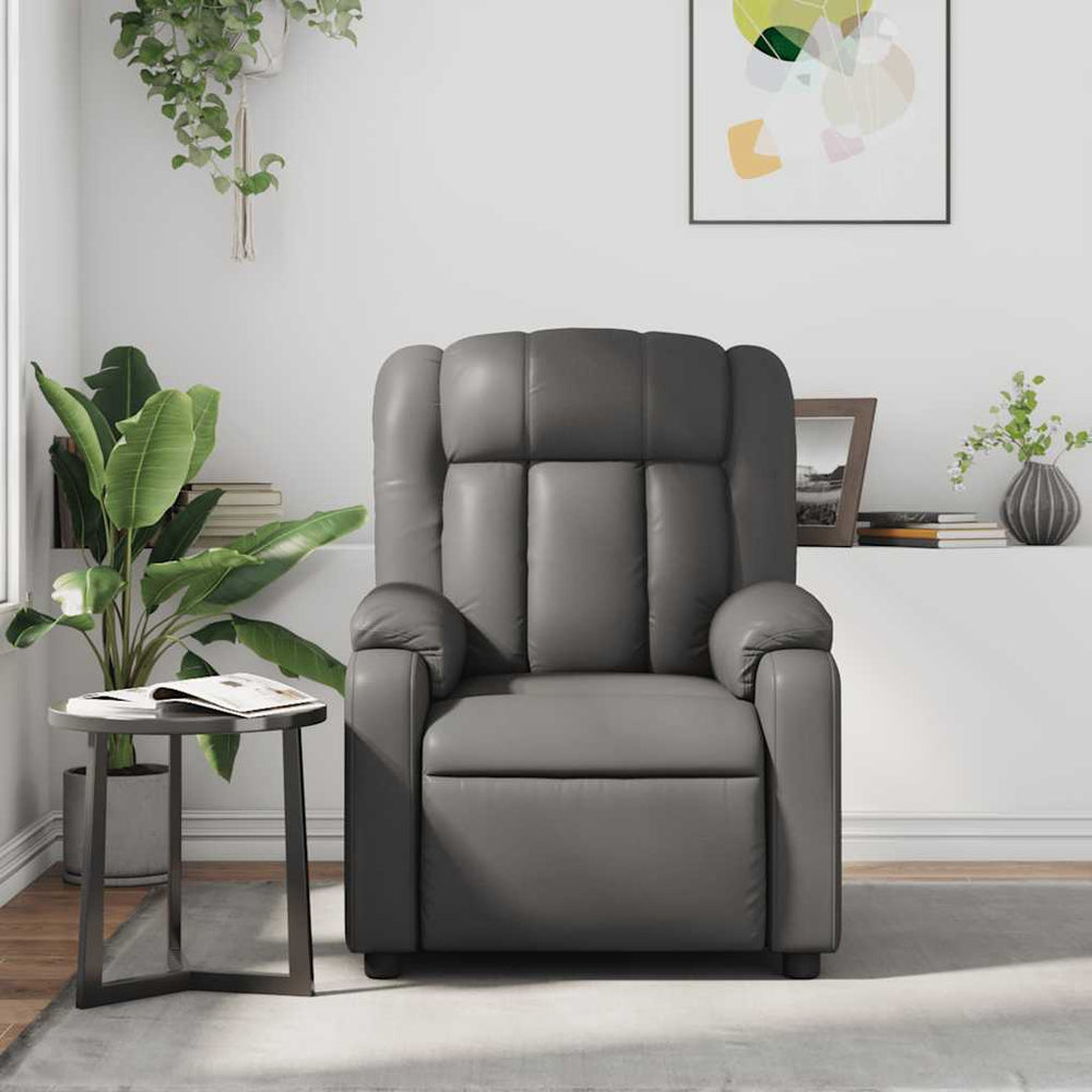 Reclining massage chair, grey, artificial leather