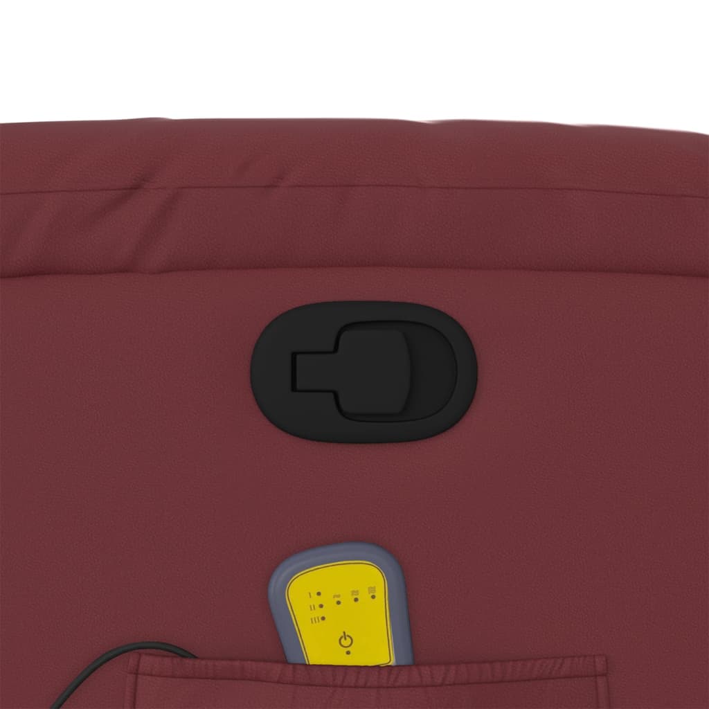 Reclining massage chair, red wine, artificial leather