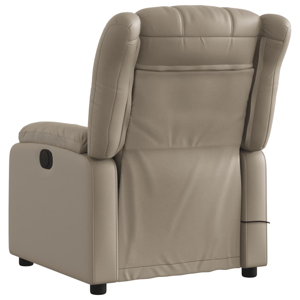 Reclining massage chair, cappuccino color, artificial leather