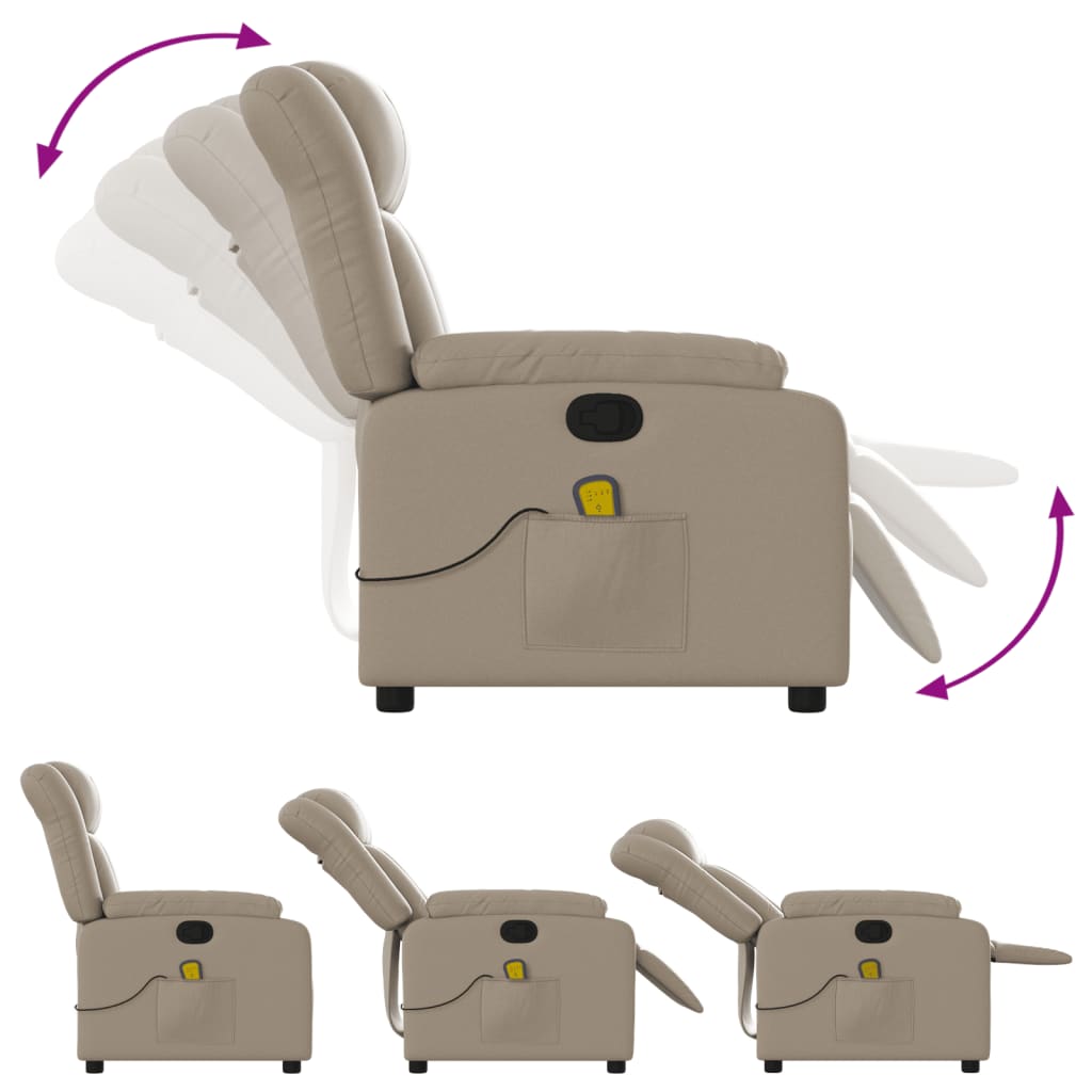 Reclining massage chair, cappuccino color, artificial leather