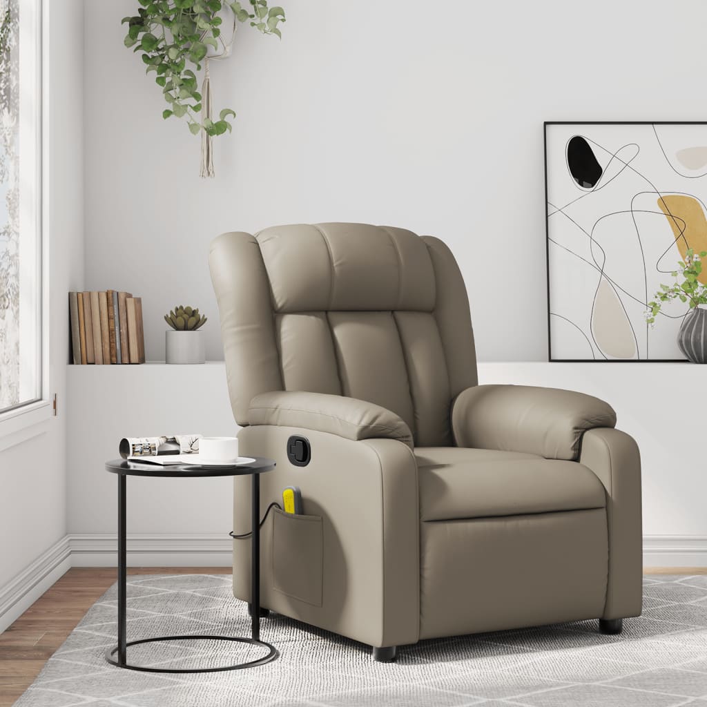 Reclining massage chair, cappuccino color, artificial leather