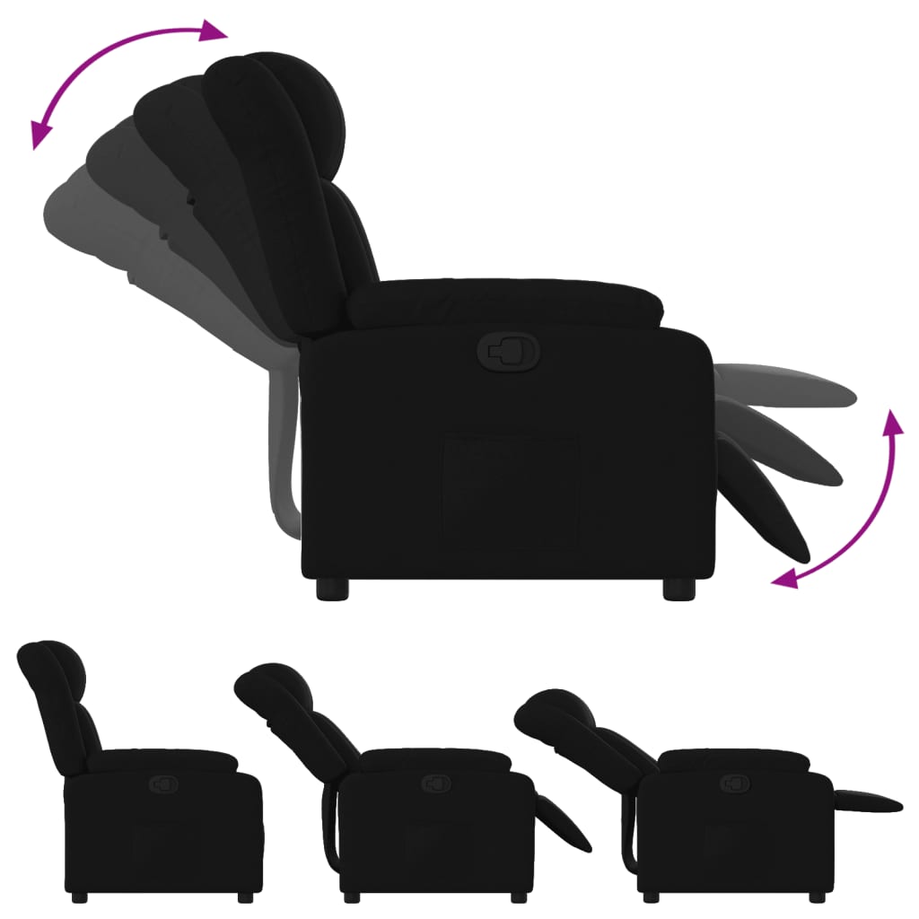 Recliner, black, fabric