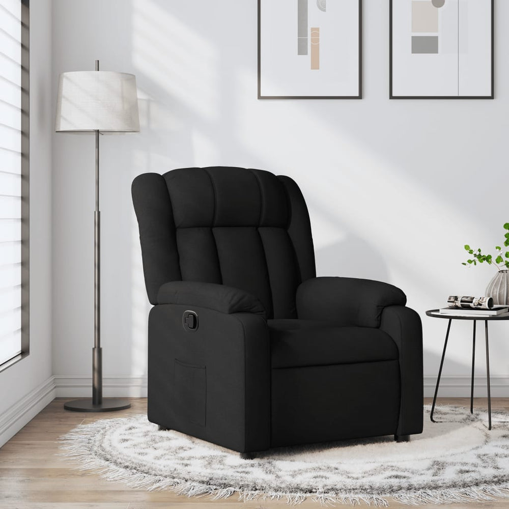 Recliner, black, fabric