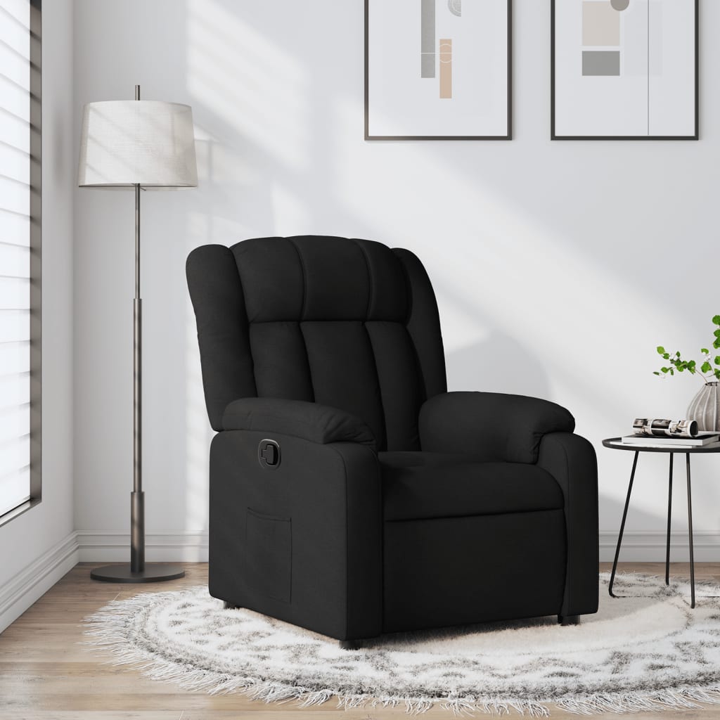 Recliner, black, fabric