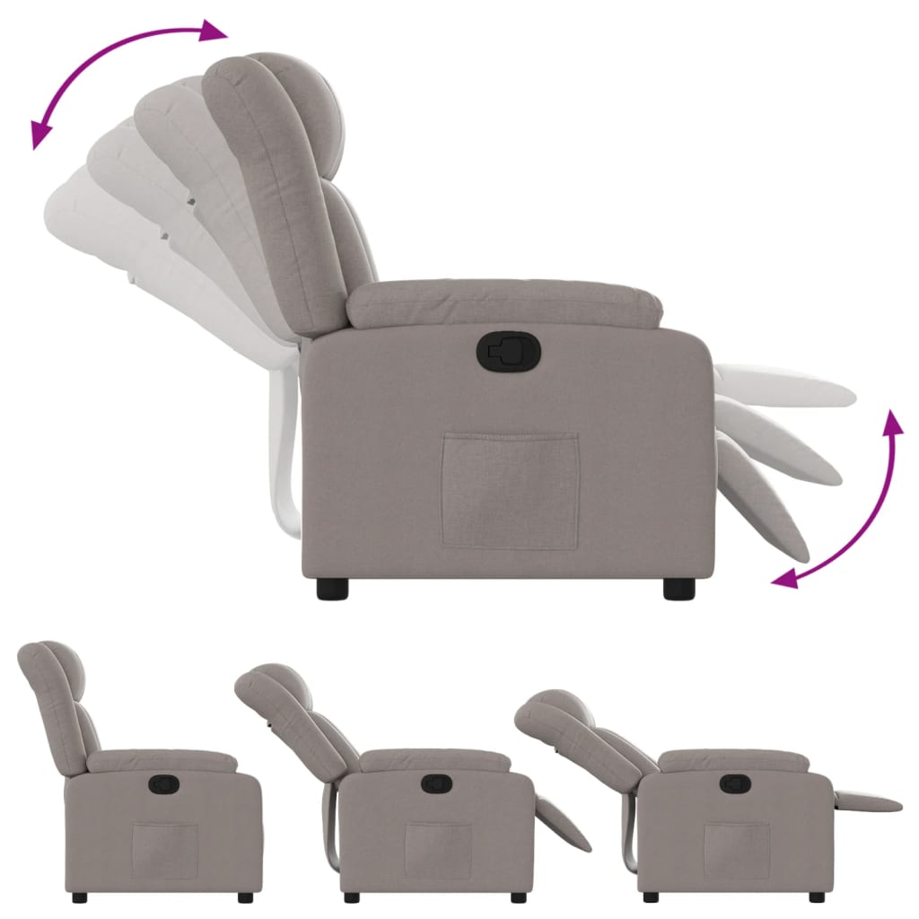 Recliner, taupe, fabric