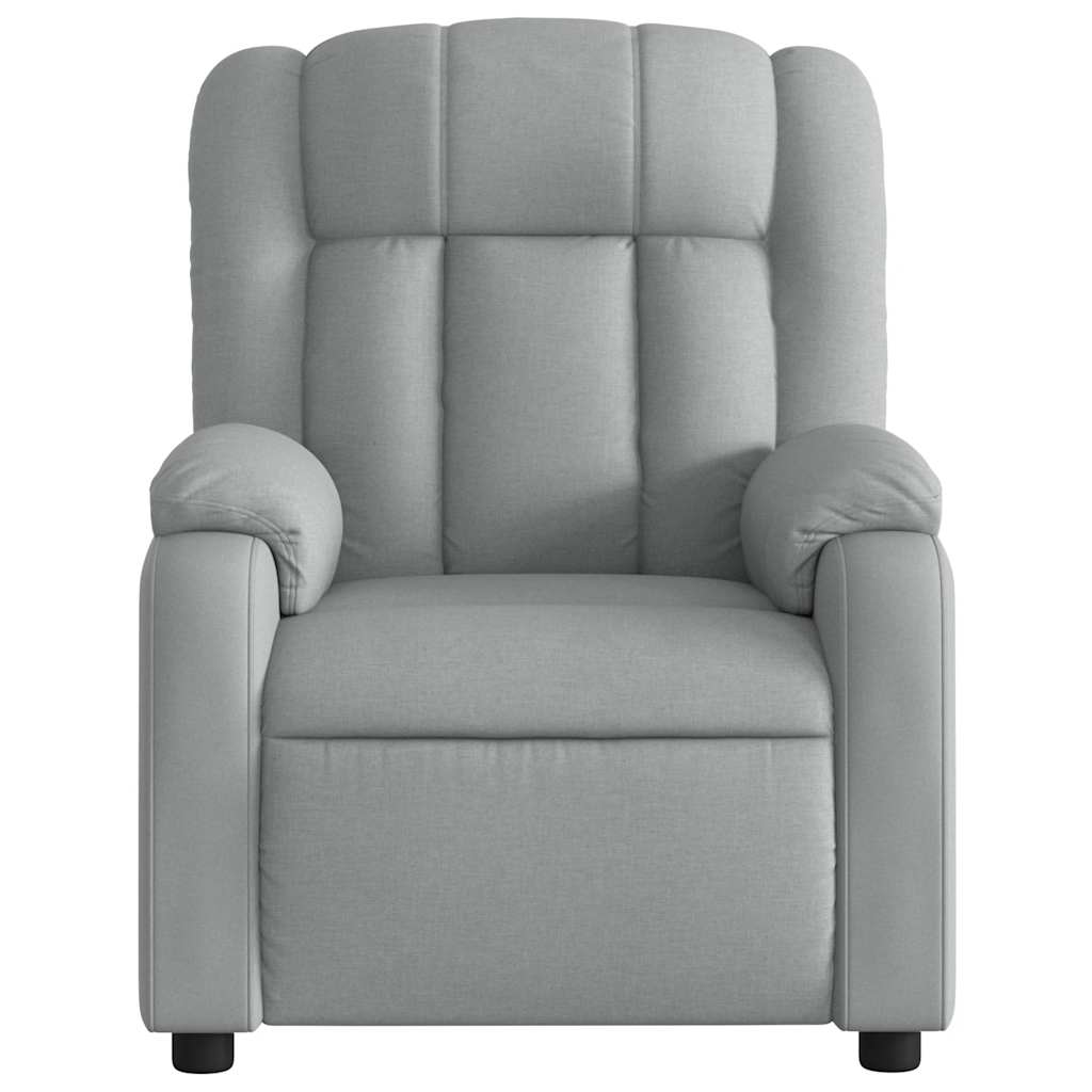 Reclining massage chair, light grey, fabric