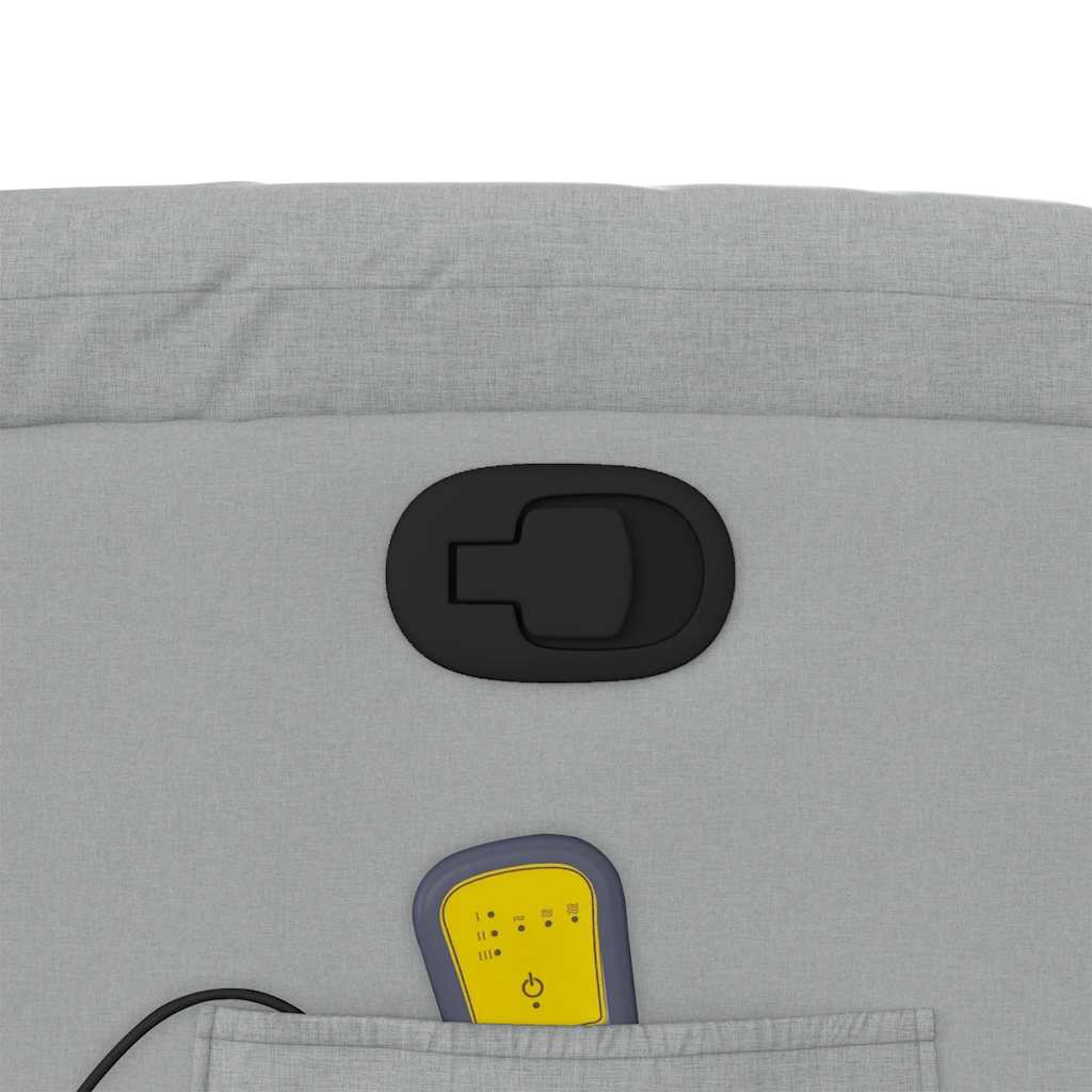 Reclining massage chair, light grey, fabric