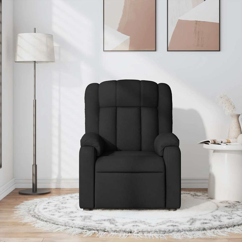 Reclining massage chair, black, fabric