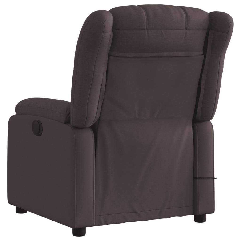 Reclining massage chair, dark brown, fabric