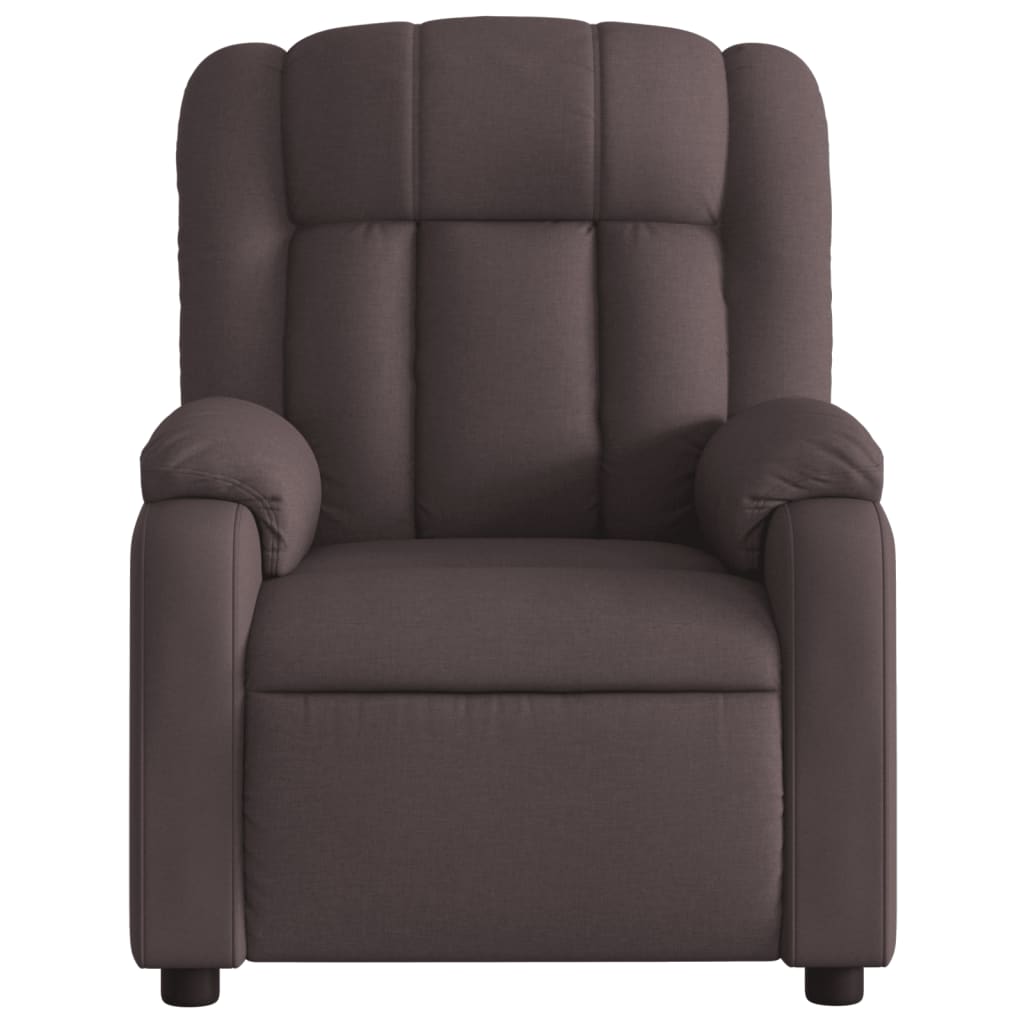 Reclining massage chair, dark brown, fabric