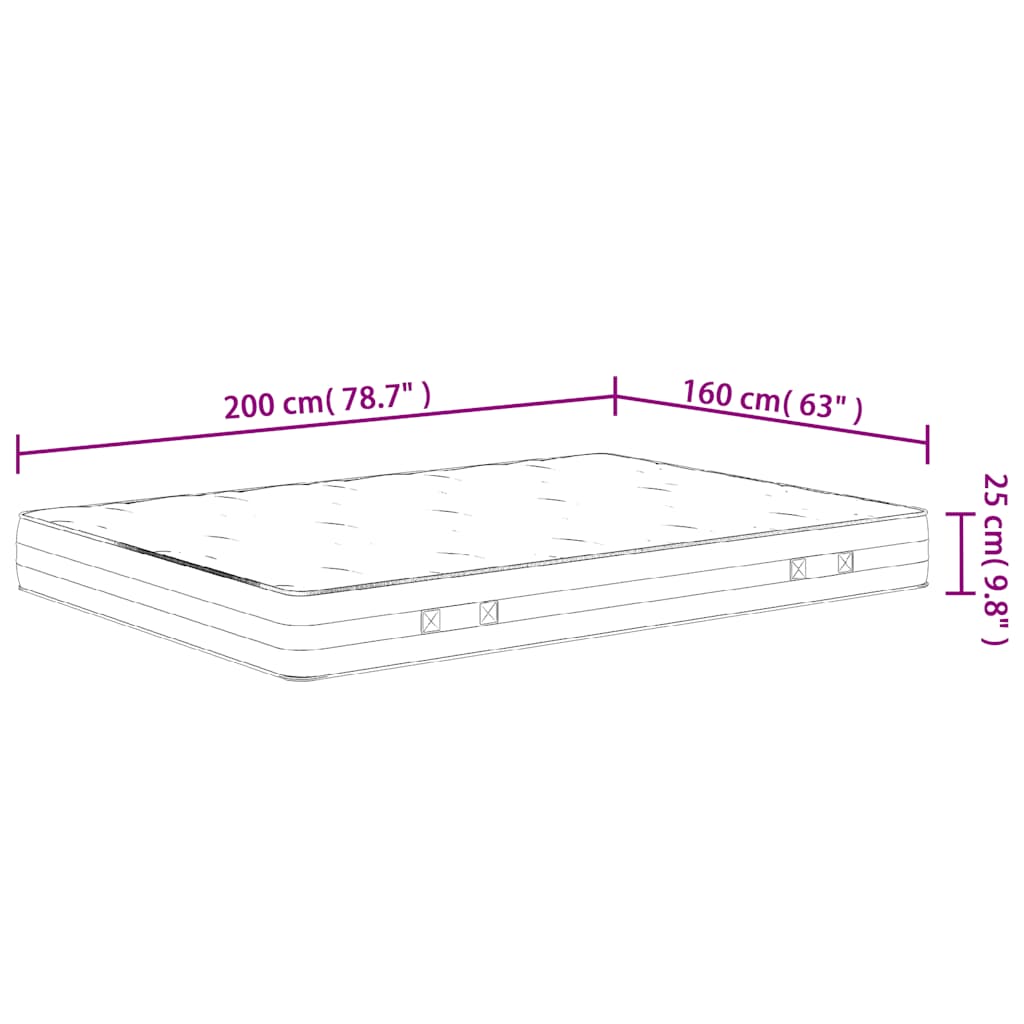 Pocket sprung mattress, 160x200cm, medium/firm
