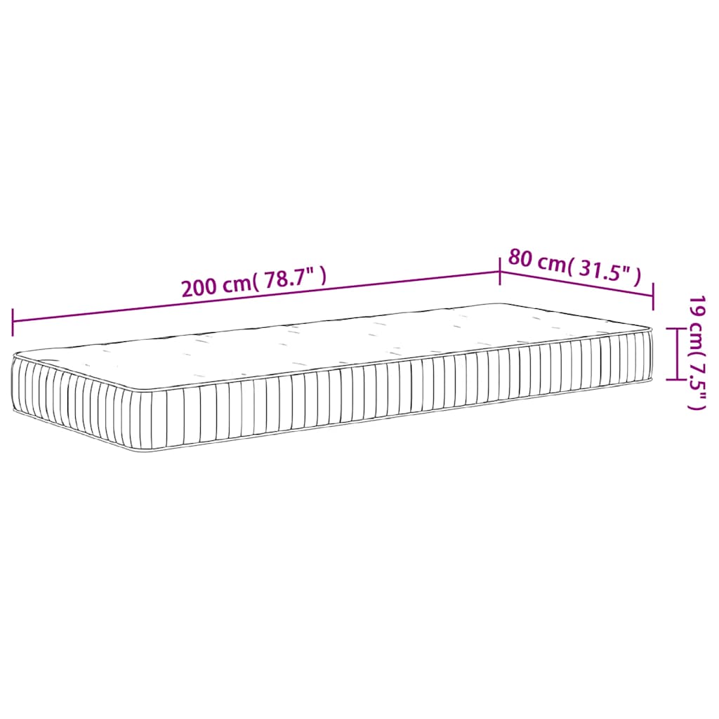 Pocket spring mattress, 80x200cm, medium firmness