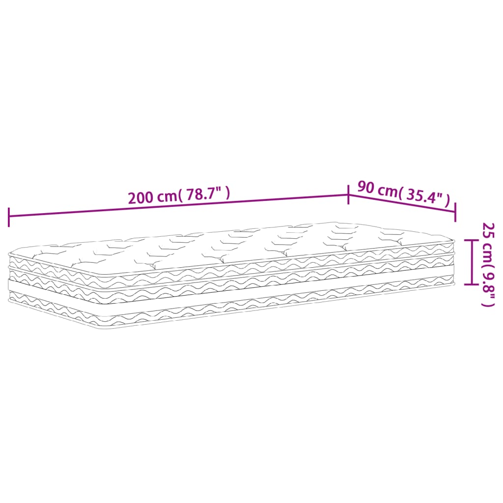 Pocket spring mattress, 90x200cm, medium