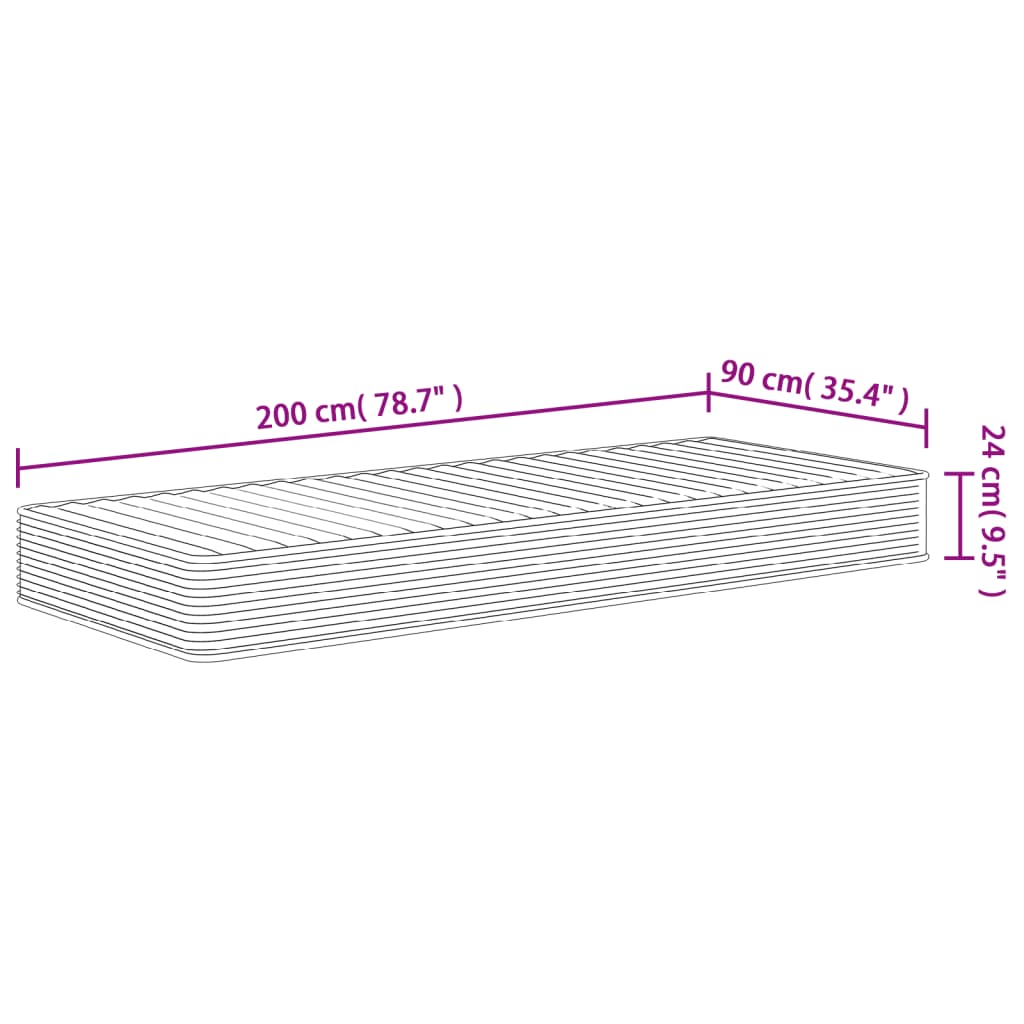 Foam mattress, 90x200cm, medium firmness