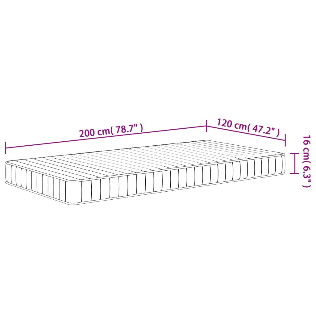 Foam mattress, 120x200cm, medium firm