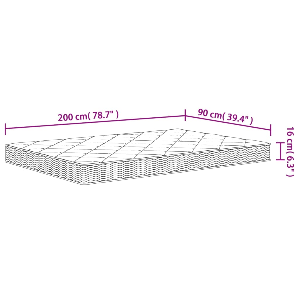 Foam mattress, 90x200cm, medium firmness