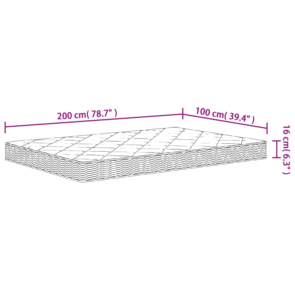 Foam mattress, 100x200cm, medium firmness