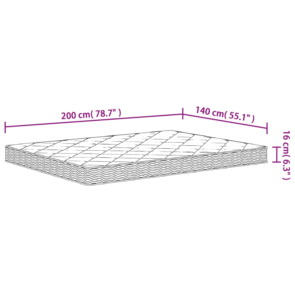 Foam mattress, 140x200cm, medium-firm